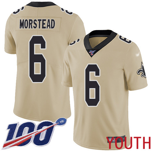 New Orleans Saints Limited Gold Youth Thomas Morstead Jersey NFL Football #6 100th Season Inverted Legend Jersey